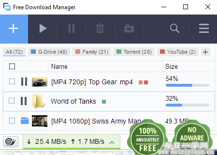 FDM（Free Download Manager）-替代迅雷最佳免费开源下载工具软件