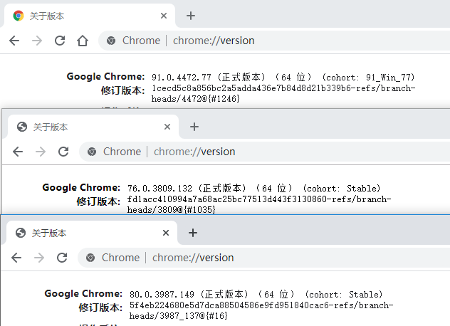 chrome 76版本，80版本